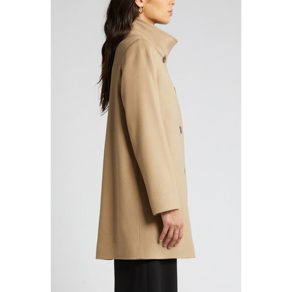 🆕FLEURETTE Dawn Wool Stand Collar Car Coat Camel Tan 10 - Picture 2 of 16